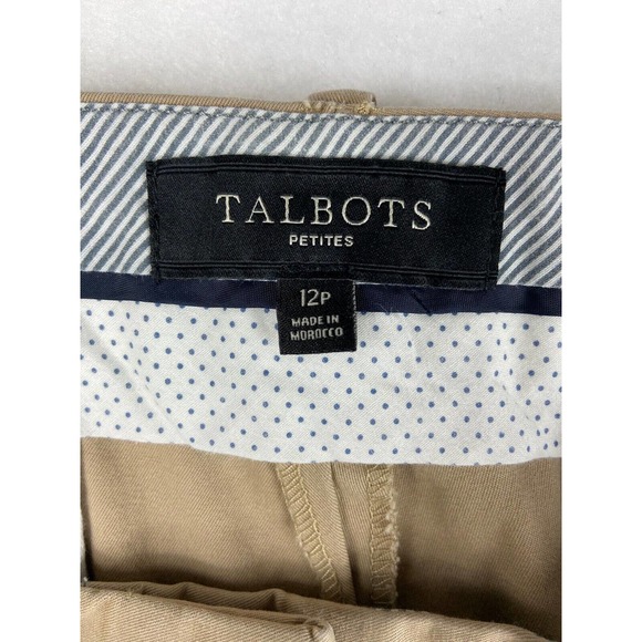 Talbots Petites Pants Womens 12P Signature Cut Khaki Cropped Pockets Stretch - Picture 5 of 9